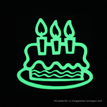 Наклейка на день рождения Торт Световой стикер стены Светящиеся в темноте домашнего декора Наклейка на день рождения